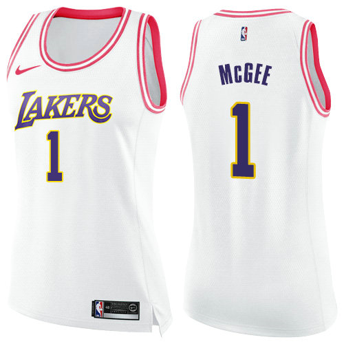 Nike Lakers #1 JaVale McGee White Pink Women's NBA Swingman Fashion Jersey