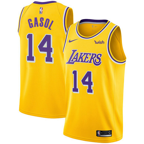 Nike Lakers #14 Marc Gasol Gold NBA Swingman Icon Edition Jersey