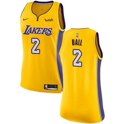 Nike Lakers #2 Lonzo Ball Gold Women's NBA Swingman Icon Edition Jersey