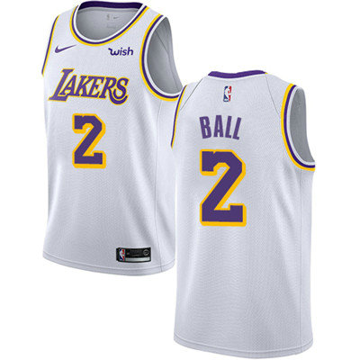Nike Lakers #2 Lonzo Ball White Youth NBA Swingman Association Edition Jersey
