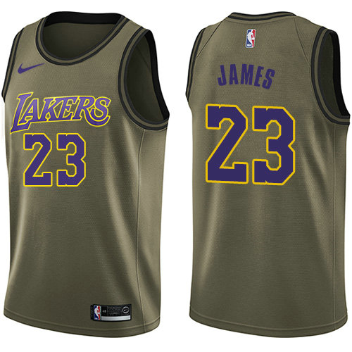 Nike Lakers #23 LeBron James Green Salute to Service Youth NBA Swingman Jersey