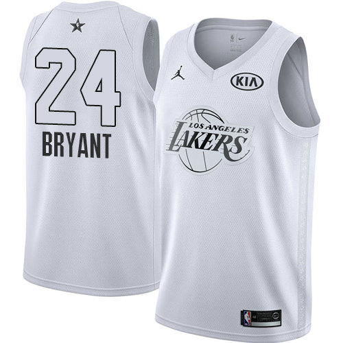 Nike Lakers #24 Kobe Bryant White NBA Jordan Swingman 2018 All-Star Game Jersey$