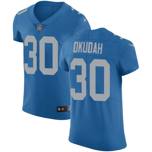 Nike Lions #30 Jeff Okudah Blue Throwback Men's Stitched NFL Vapor Untouchable Elite Jersey