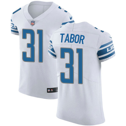 Nike Lions #31 Teez Tabor White Men's Stitched NFL Vapor Untouchable Elite Jersey