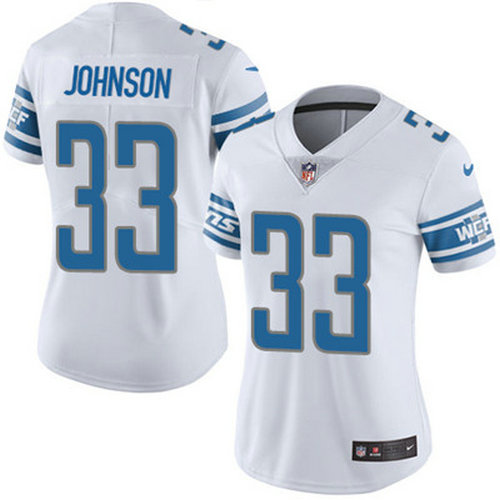 Nike Lions #33 Kerryon Johnson White Women's Stitched NFL Vapor Untouchable Limited Jersey