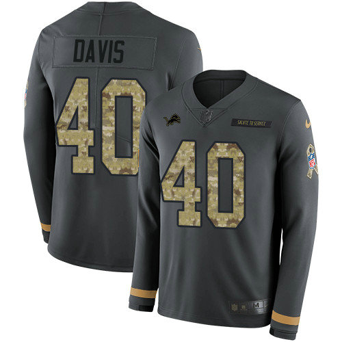 Nike Lions #40 Jarrad Davis Anthracite Salute to Service Youth