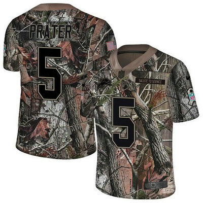 Nike Lions #5 Matt Prater Camo Youth Stitched NFL Limited Rush Realtree Jersey