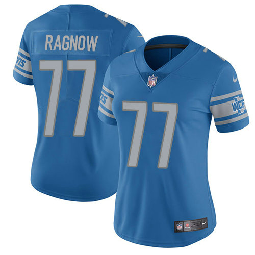 Nike Lions #77 Frank Ragnow Light Blue Team Color Women's Stitched NFL Vapor Untouchable Limited Jersey