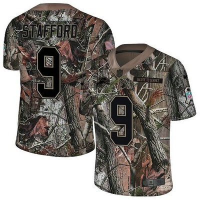 Nike Lions #9 Matthew Stafford Camo Youth Stitched NFL Limited Rush Realtree Jersey