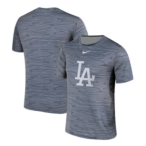Nike Los Angeles Dodgers Gray Black Striped Logo Performance T-Shirt