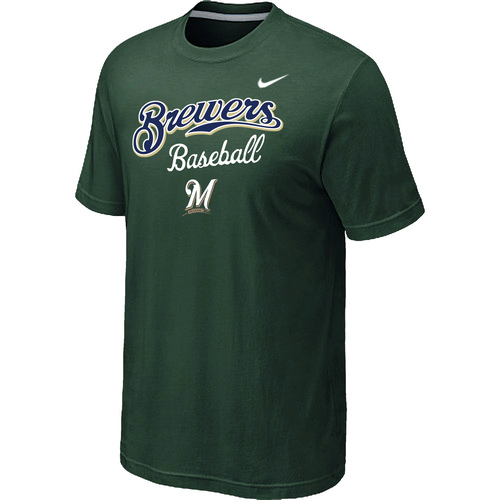 Nike MLB Milwaukee Brewers 2014 Home Practice T-Shirt - Dark Green