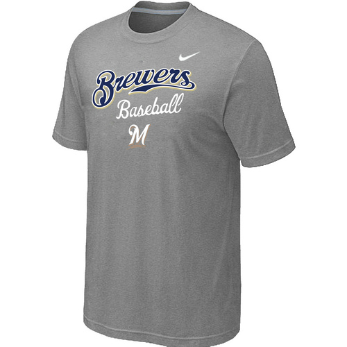 Nike MLB Milwaukee Brewers 2014 Home Practice T-Shirt - Light Grey