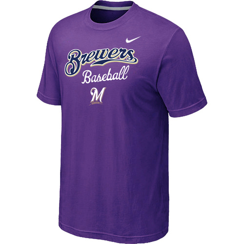 Nike MLB Milwaukee Brewers 2014 Home Practice T-Shirt - Purple