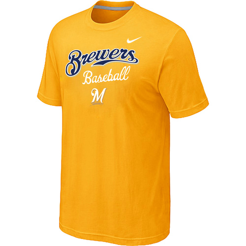 Nike MLB Milwaukee Brewers 2014 Home Practice T-Shirt - Yellow