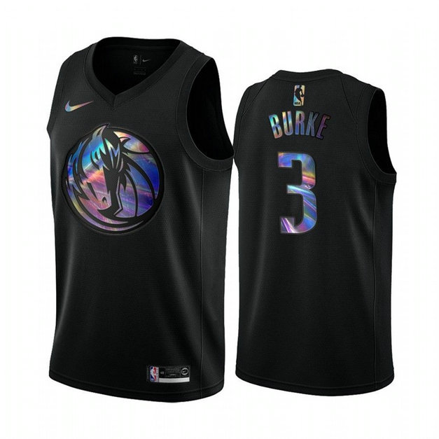 Nike Mavericks #3 Trey Burke Men's Iridescent Holographic Collection NBA Jersey - Black