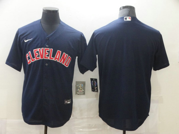 Nike Men's Cleveland Indians Navy Blue Alternate Authentic Team Blank MLB Jersey