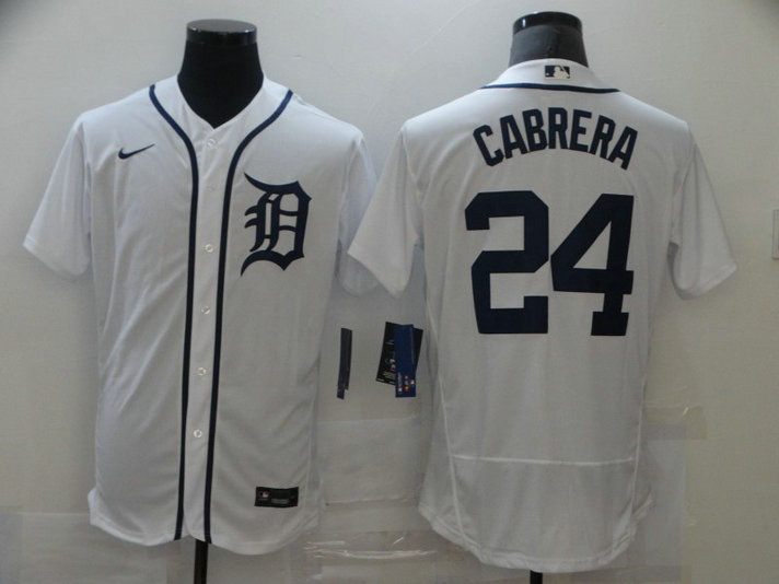 Nike Men's Detroit Tigers #24 Miguel Cabrera  Flexbase White Jersey MLB Jersey