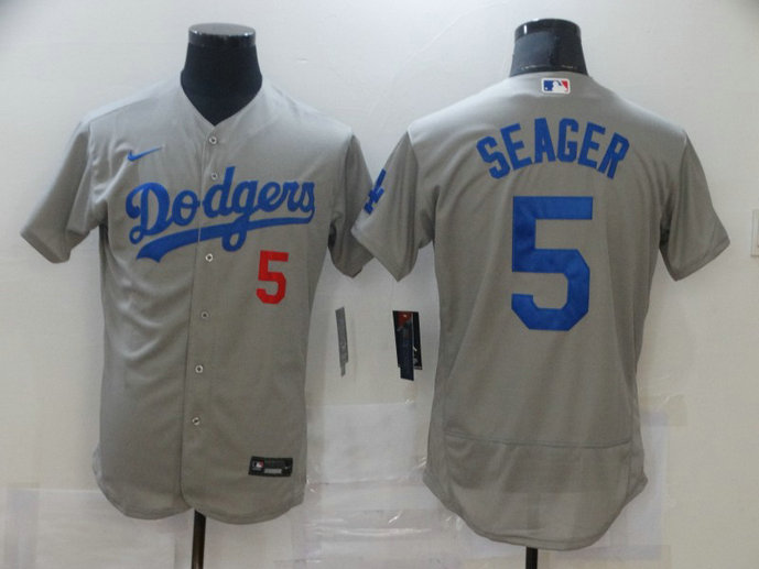 Nike Men's Los Angeles Dodgers #5 Corey Seager Gray  Flexbase Jersey
