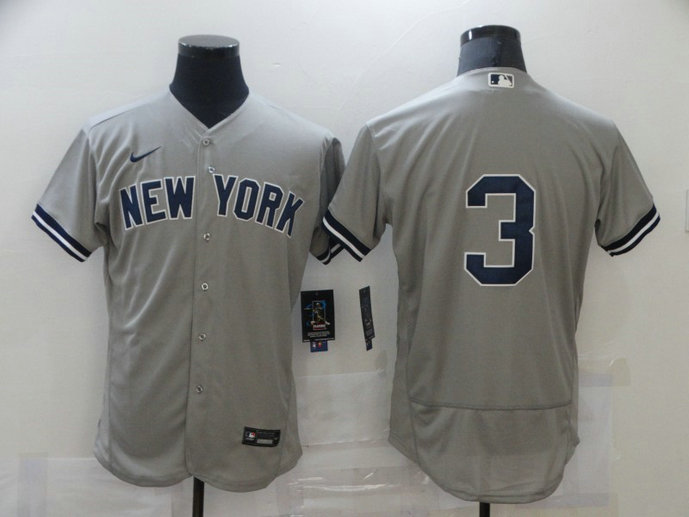 Nike Men's New York Yankees #3 Babe Ruth Gray MLB Jersey