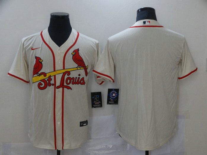 Nike Men's St. Louis Cardinals Cream Stitched MLB Blank Cool Base Nike Jersey