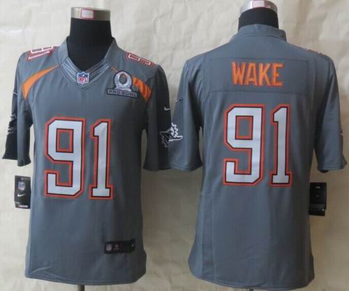 Nike Miami Dolphins #91 Cameron Wake grey 2015 Pro Bowl Elite Jersey