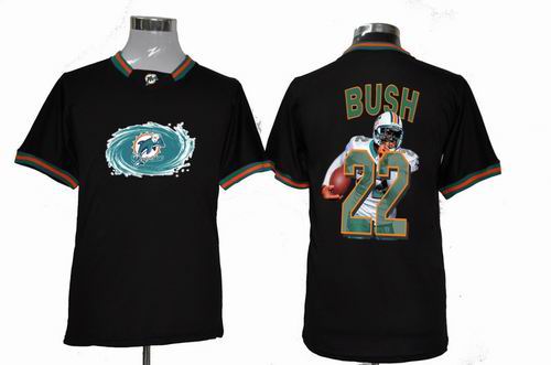 Nike Miami Dolphins 22# Reggie Bush black Portrait Fashion Game Jersey