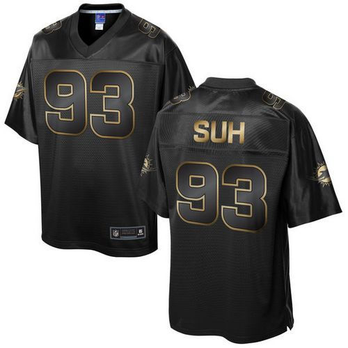 Nike Miami Dolphins 93 Ndamukong Suh Pro Line Black Gold Collection NFL Game Jersey