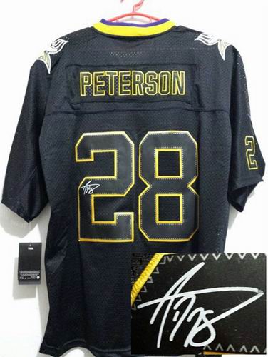 Nike Minnesota Vikings #28 Adrian Peterson Lights Out Black elite signature jerseys