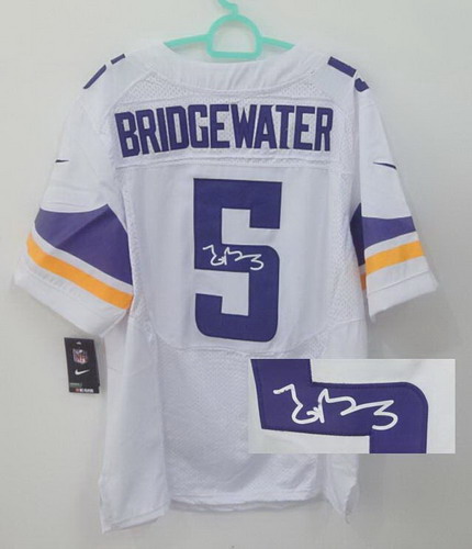 Nike Minnesota Vikings #5 Teddy Bridgewater White Elite signature jerseys