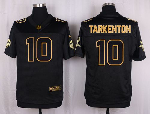 Nike Minnesota Vikings 10 Fran Tarkenton Black NFL Elite Pro Line Gold Collection Jersey