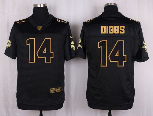 Nike Minnesota Vikings 14 Stefon Diggs Black NFL Elite Pro Line Gold Collection Jersey