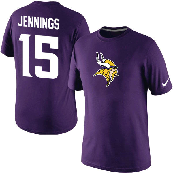 Nike Minnesota Vikings 15 Greg Jennings Name & Number T-Shirt Purple