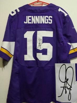 Nike Minnesota Vikings 15 Greg Jennings Purple Elite Signed NFL Jerseys