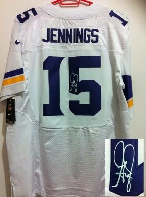 Nike Minnesota Vikings 15 Greg Jennings White Elite Signed NFL Jerseys