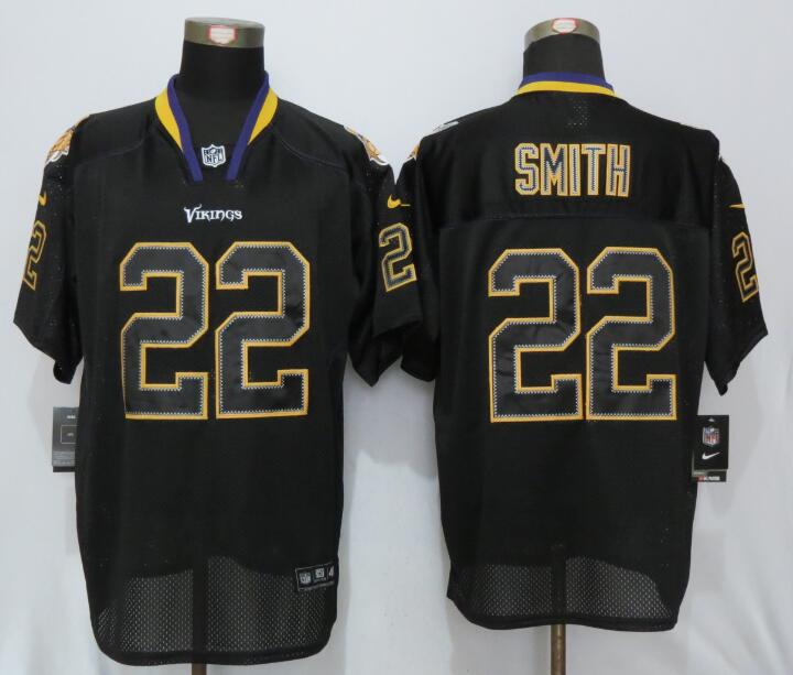 Nike Minnesota Vikings 22 Smith Lights Out Black Elite Jerseys