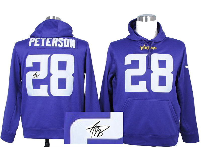 Nike Minnesota Vikings 28# Adrian Peterson purple signature hoody