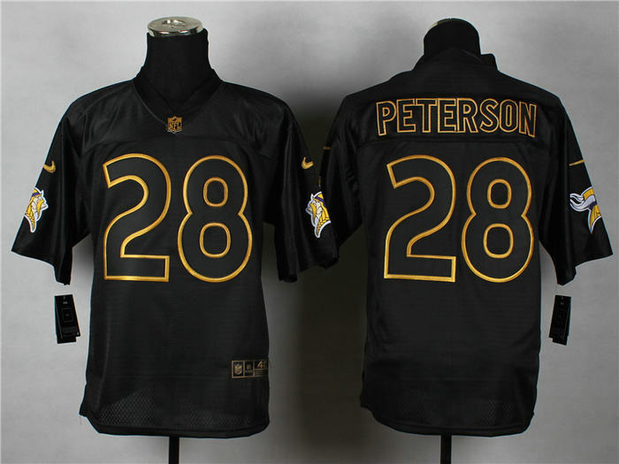 Nike Minnesota Vikings 28 Adrian Peterson2014 PRO Gold lettering fashion jerseys