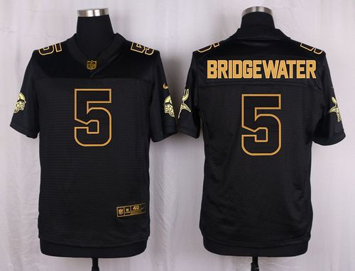 Nike Minnesota Vikings 5 Teddy Bridgewater Black NFL Elite Pro Line Gold Collection Jersey