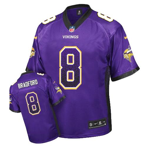 Nike Minnesota Vikings 8 Sam Bradford Purple Team Color NFL Elite Drift Fashion Jersey