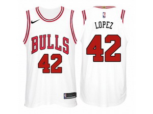 Nike NBA Chicago Bulls #42 Robin Lopez Jersey 2017-18 New Season White Jersey