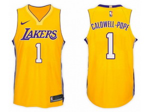 Nike NBA Los Angeles Lakers #1 Kentavious Caldwell Pope Jersey 2017-18 New Season Gold Jersey