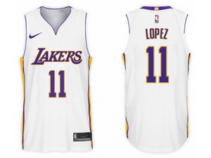 Nike NBA Los Angeles Lakers #11 Brook Lopez Jersey 2017-18 New Season White Jersey