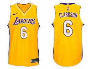 Nike NBA Los Angeles Lakers #6 Jordan Clarkson Jersey 2017-18 New Season Gold Jersey