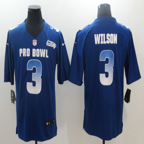 Nike NFC Seahawks 3 Russell Wilson Royal 2019 Pro Bowl Game Jersey