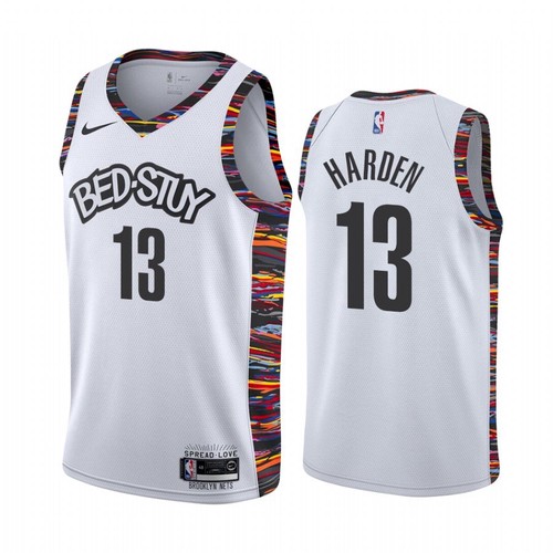 Nike Nets #13 James Harden Men's 2019-20 White BED-STUY City Edition Stitched NBA Jersey