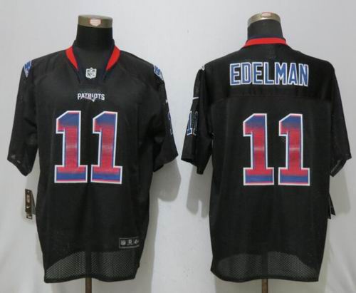Nike New England Patriots #11 Julian Edelman Black Strobe Fashion Jersey