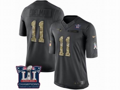 Nike New England Patriots #11 Julian Edelman Limited Black 2016 Salute to Service Super Bowl LI Champions Jersey