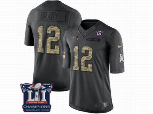 Nike New England Patriots #12 Tom Brady Limited Black 2016 Salute to Service Super Bowl LI Champions Jersey