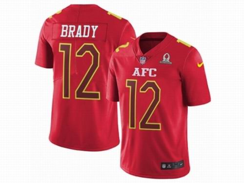 Nike New England Patriots #12 Tom Brady Limited Red 2017 Pro Bowl NFL Jersey