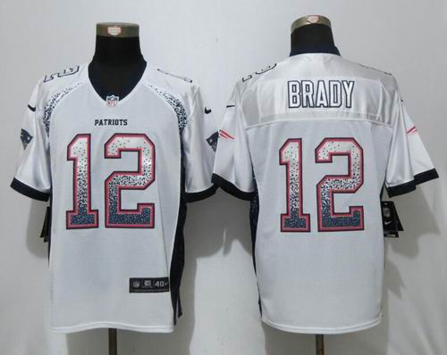 Nike New England Patriots #12 Tom Brady White Elite Drift Fashion Jersey